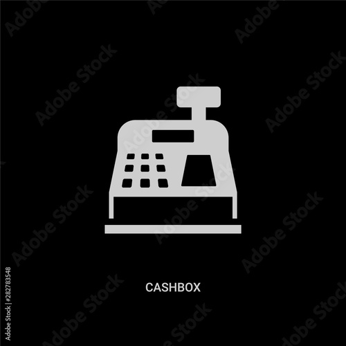 white cashbox vector icon on black background. modern flat cashbox from business concept vector sign symbol can be use for web, mobile and logo.