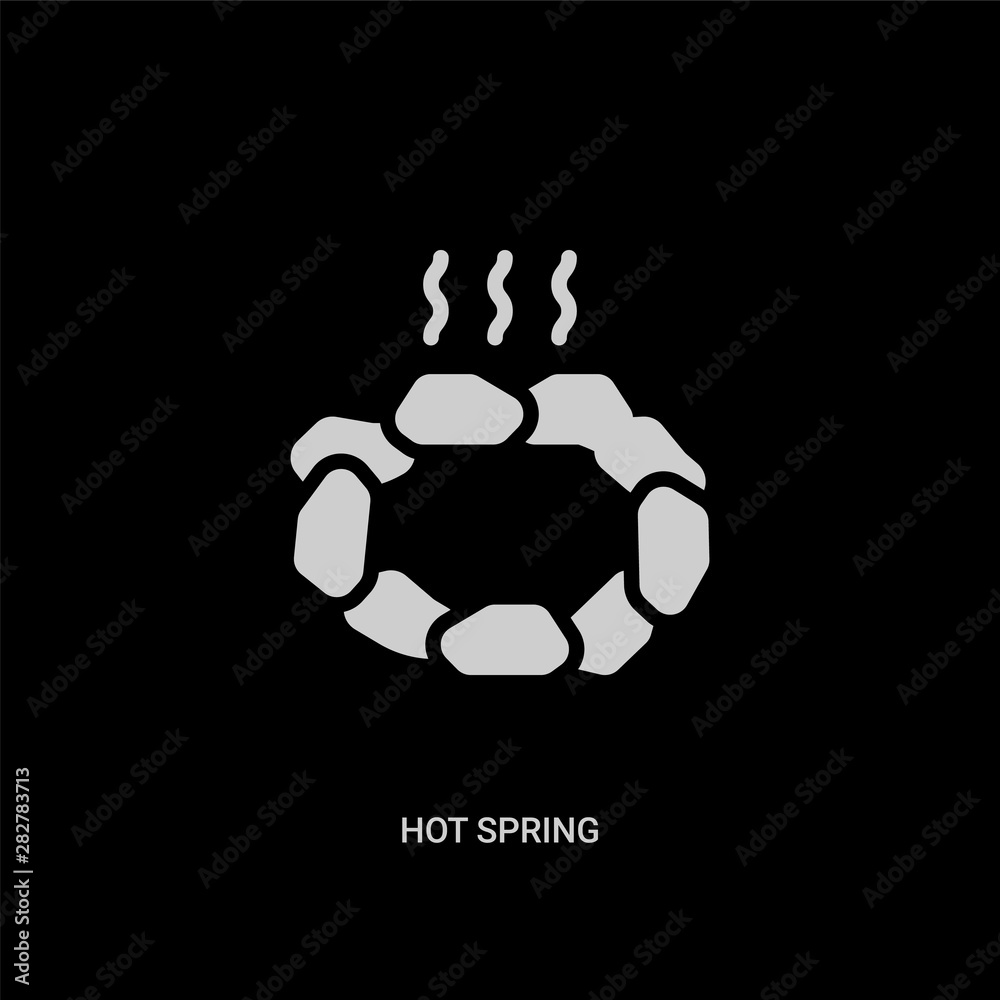 Obraz premium white hot spring vector icon on black background. modern flat hot spring from beauty concept vector sign symbol can be use for web, mobile and logo.