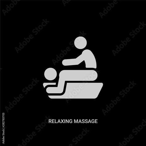 Fototapeta Naklejka Na Ścianę i Meble -  white relaxing massage vector icon on black background. modern flat relaxing massage from beauty concept vector sign symbol can be use for web, mobile and logo.