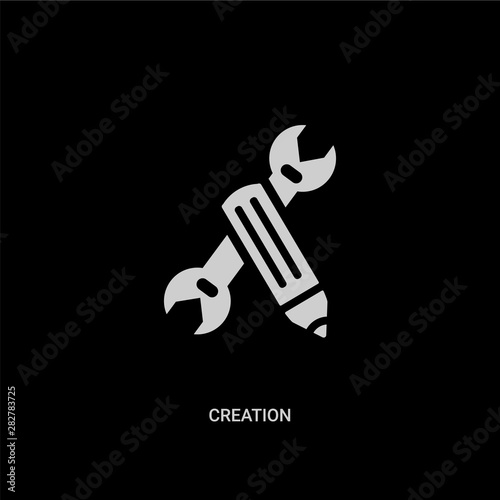 white creation vector icon on black background. modern flat creation from art and design concept vector sign symbol can be use for web, mobile and logo.