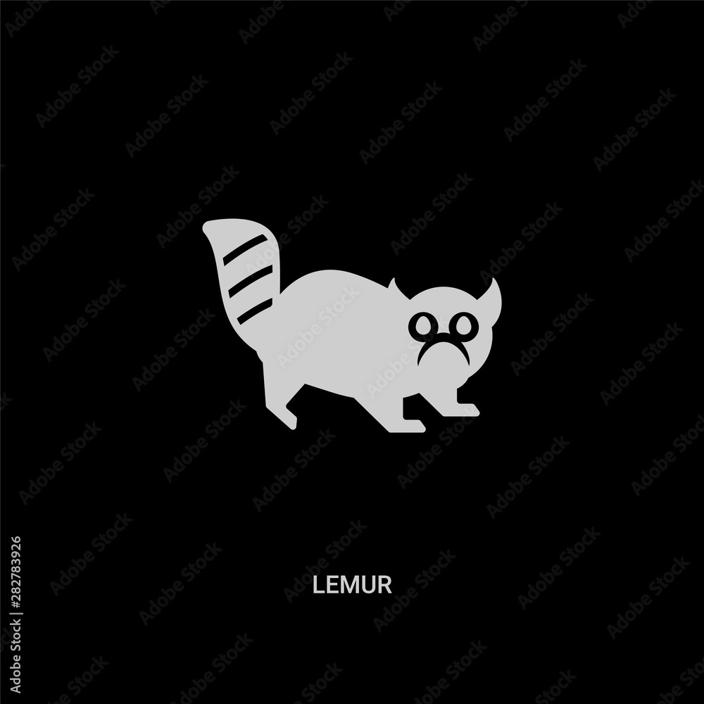 white lemur vector icon on black background. modern flat lemur from animals concept vector sign symbol can be use for web, mobile and logo.