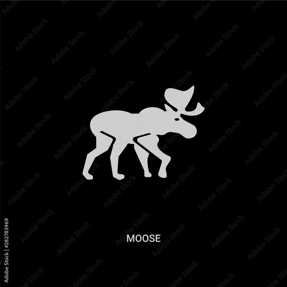 white moose vector icon on black background. modern flat moose from animals concept vector sign symbol can be use for web, mobile and logo.