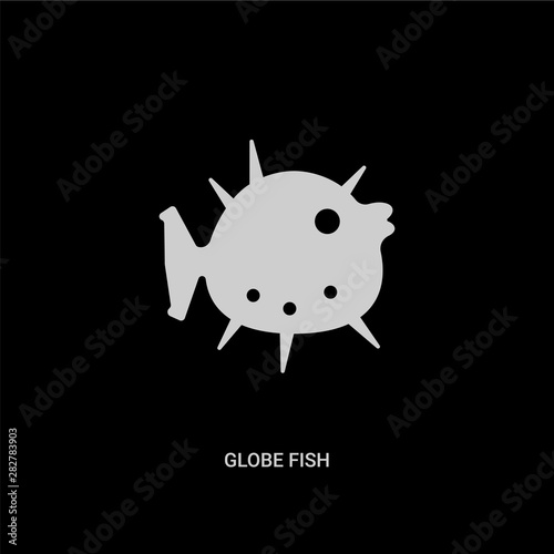 white globe fish vector icon on black background. modern flat globe fish from animals concept vector sign symbol can be use for web, mobile and logo.