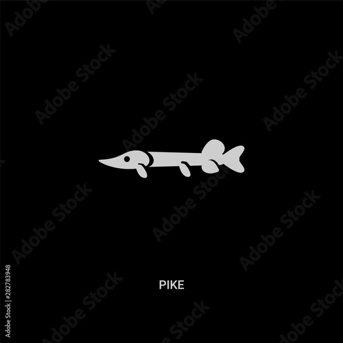 white pike vector icon on black background. modern flat pike from animals concept vector sign symbol can be use for web, mobile and logo.