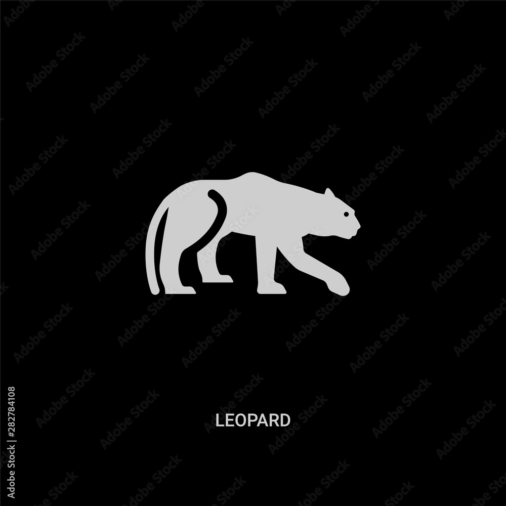 white leopard vector icon on black background. modern flat leopard from animals concept vector sign symbol can be use for web, mobile and logo.