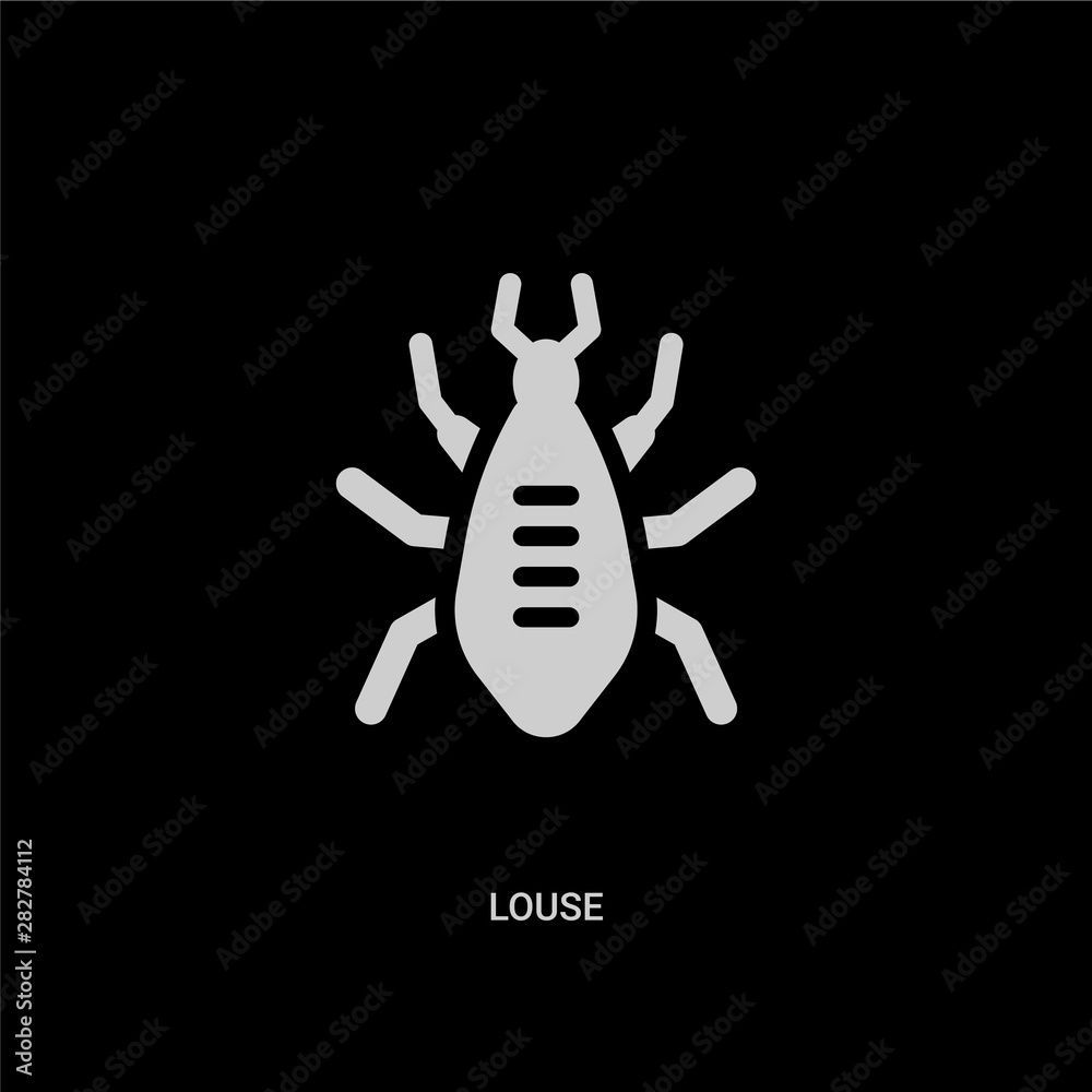 white louse vector icon on black background. modern flat louse from animals concept vector sign symbol can be use for web, mobile and logo. white louse vector icon on black background. modern flat louse from animals concept vector sign symbol can be use for web, mobile and logo.
