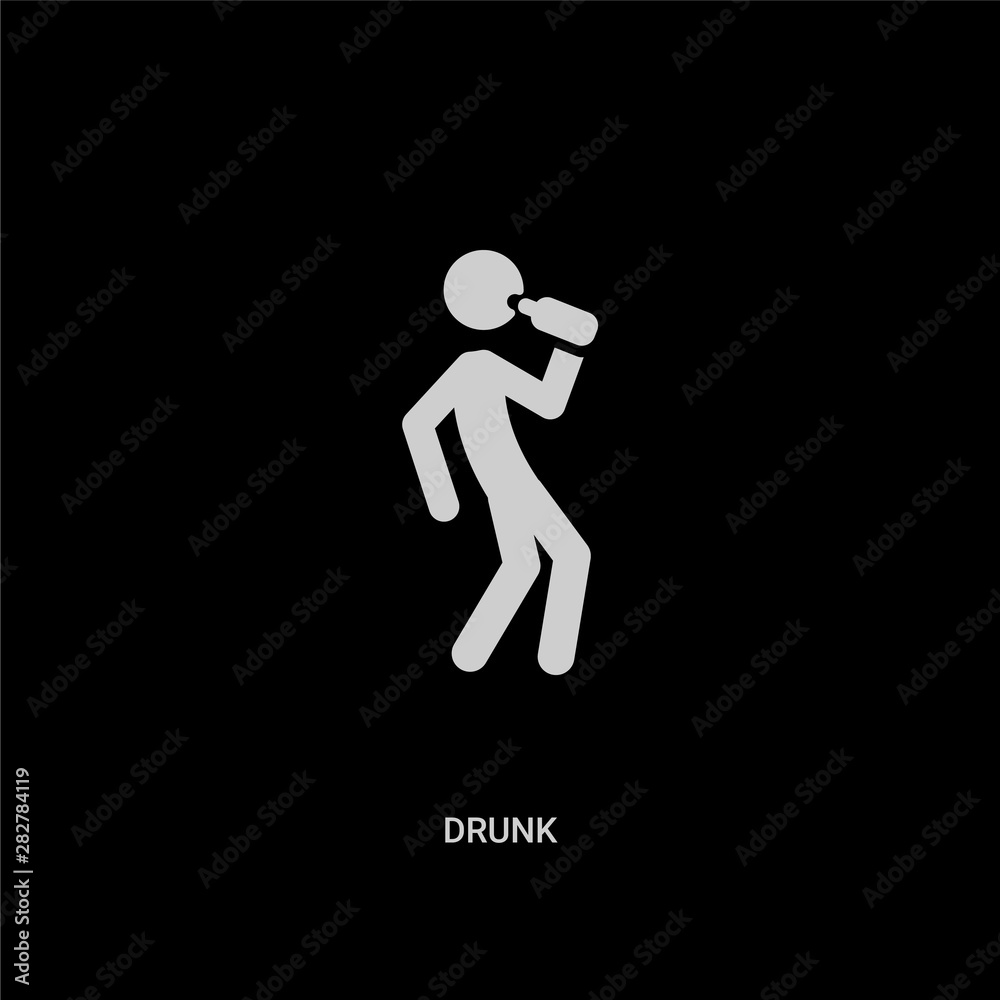 white drunk vector icon on black background. modern flat drunk from animals concept vector sign symbol can be use for web, mobile and logo. white drunk vector icon on black background. modern flat drunk from animals concept vector sign symbol can be use for web, mobile and logo.
