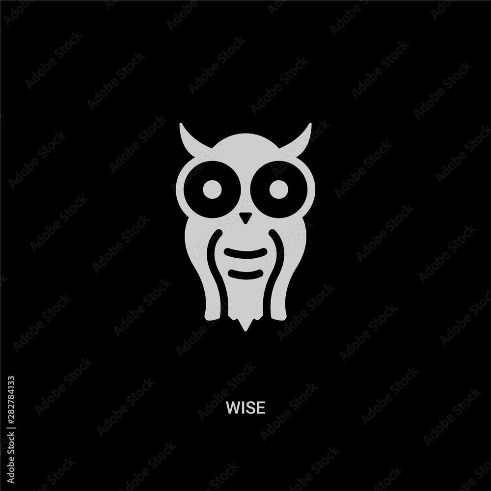 white wise vector icon on black background. modern flat wise from animals concept vector sign symbol can be use for web, mobile and logo.