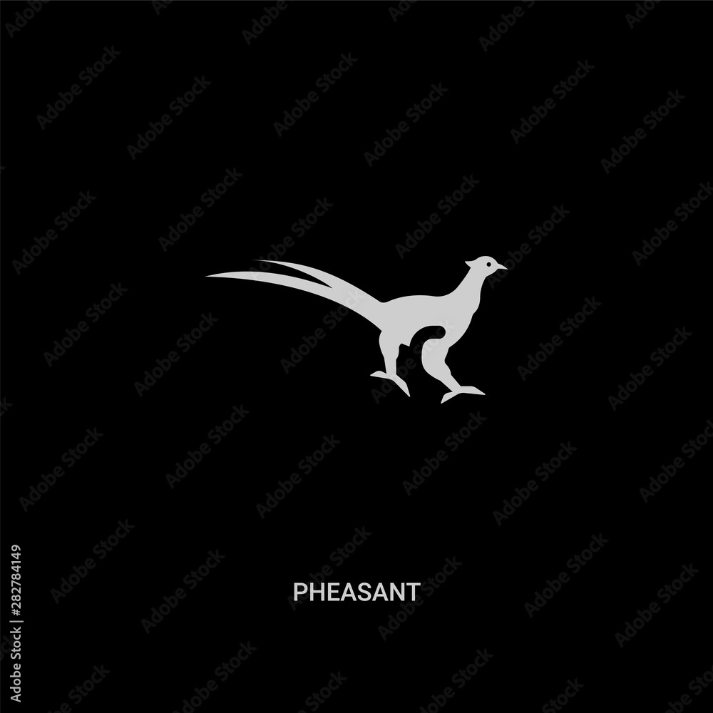 white pheasant vector icon on black background. modern flat pheasant from animals concept vector sign symbol can be use for web, mobile and logo.