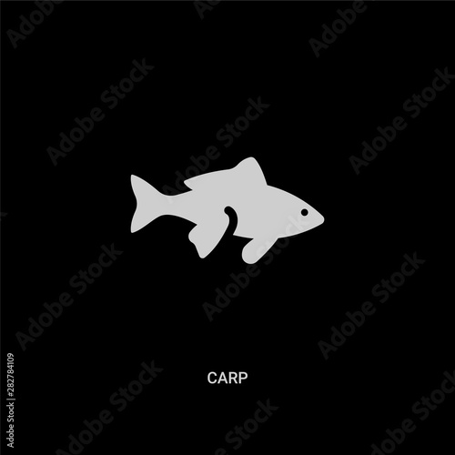 white carp vector icon on black background. modern flat carp from animals concept vector sign symbol can be use for web, mobile and logo.