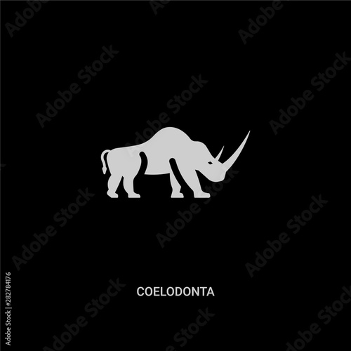 white coelodonta vector icon on black background. modern flat coelodonta from animals concept vector sign symbol can be use for web  mobile and logo.