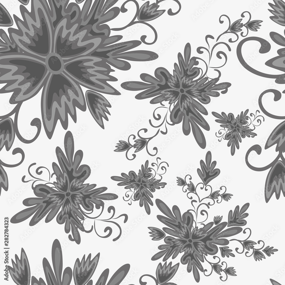 colorful abstract flowers on a white background seamless pattern vector illustration