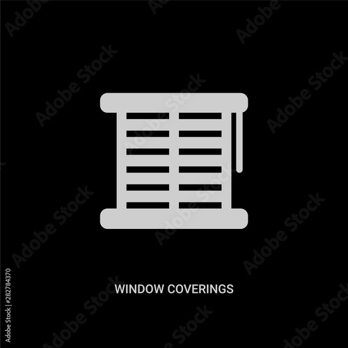 white window coverings vector icon on black background. modern flat window coverings from furniture and household concept vector sign symbol can be use for web, mobile and logo.
