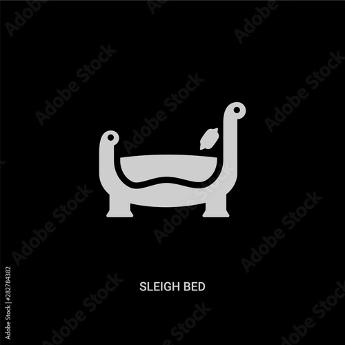 white sleigh bed vector icon on black background. modern flat sleigh bed from furniture and household concept vector sign symbol can be use for web, mobile and logo.