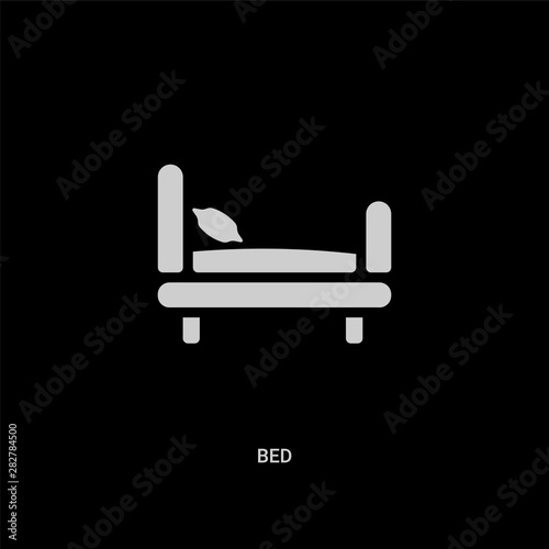 white bed vector icon on black background. modern flat bed from furniture concept vector sign symbol can be use for web, mobile and logo.