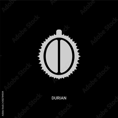 white durian vector icon on black background. modern flat durian from fruits and vegetables concept vector sign symbol can be use for web, mobile and logo.