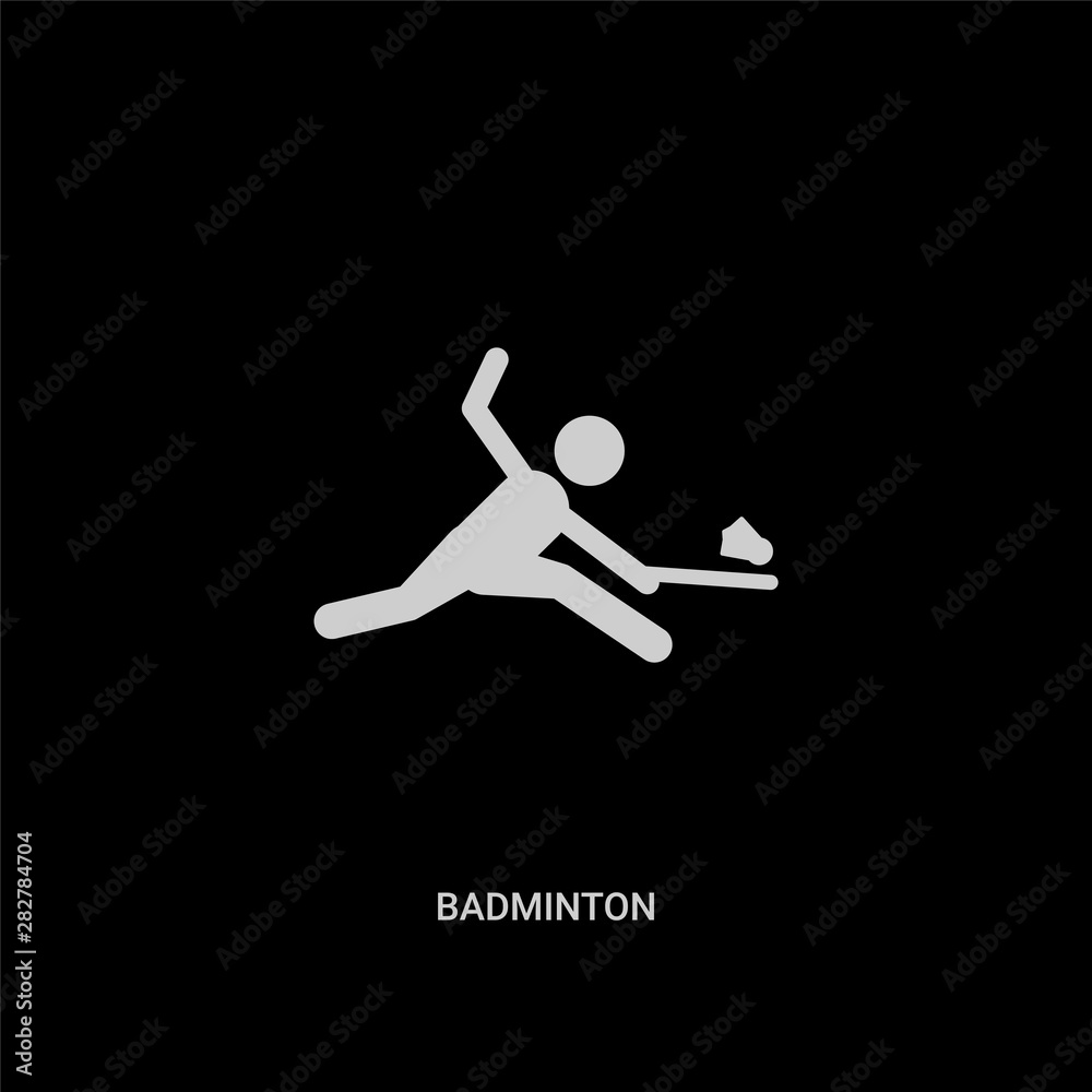 white badminton vector icon on black background. modern flat badminton from free time concept vector sign symbol can be use for web, mobile and logo. white badminton vector icon on black background. modern flat badminton from free time concept vector sign symbol can be use for web, mobile and logo.