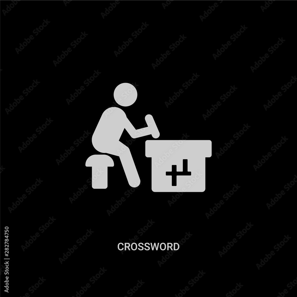 white crossword vector icon on black background. modern flat crossword from free time concept vector sign symbol can be use for web, mobile and logo. white crossword vector icon on black background. modern flat crossword from free time concept vector sign symbol can be use for web, mobile and logo.