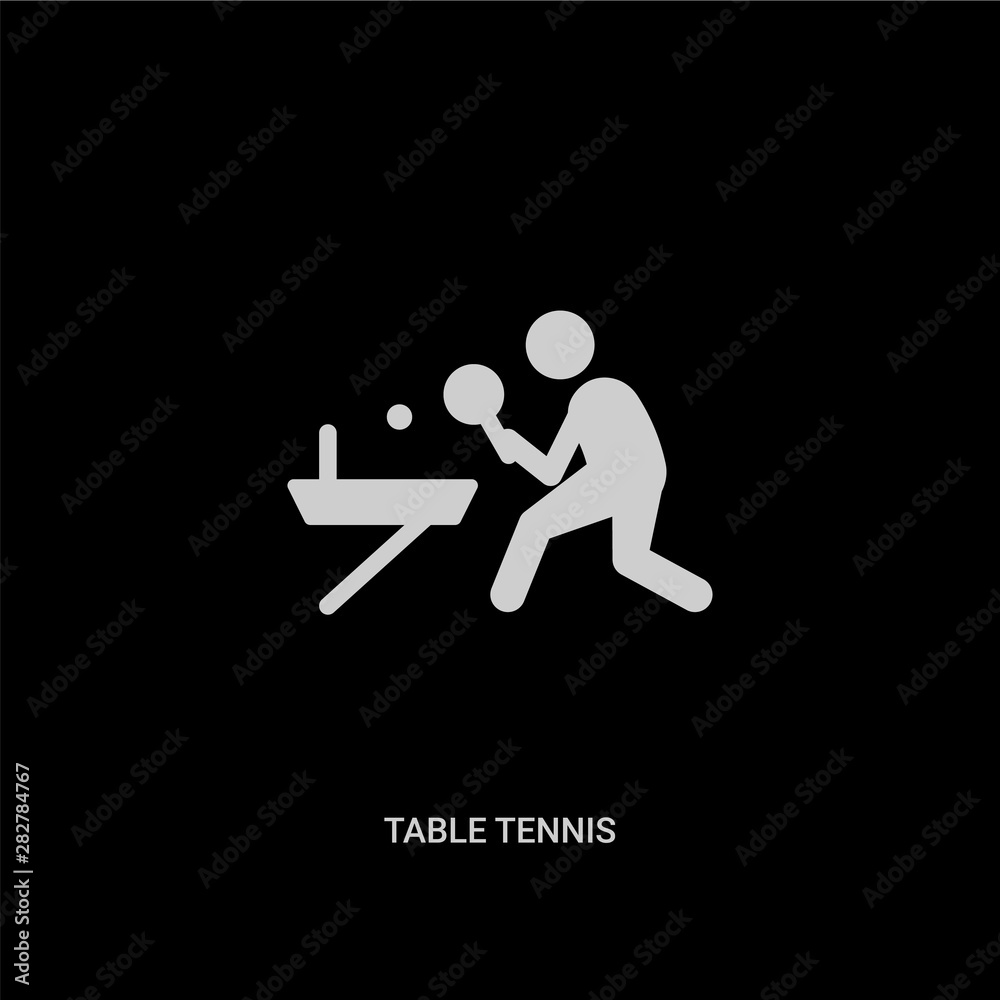 white table tennis vector icon on black background. modern flat table tennis from free time concept vector sign symbol can be use for web, mobile and logo.