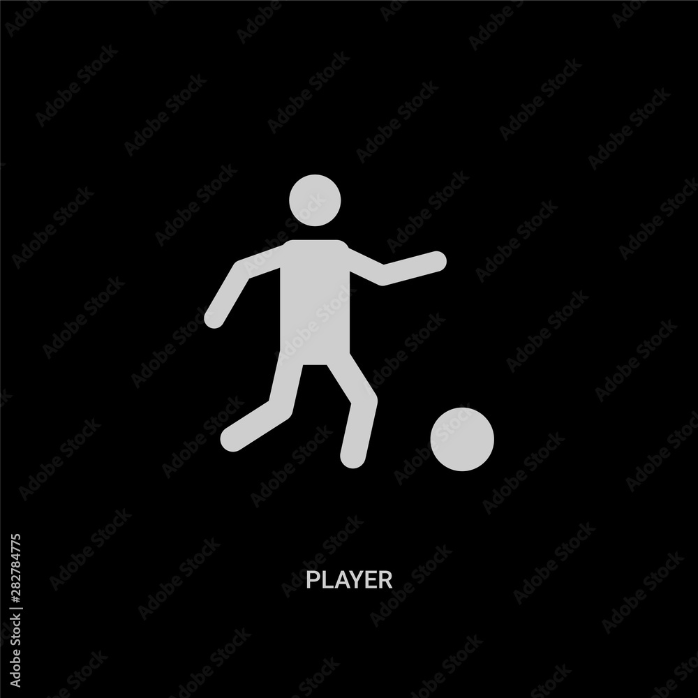 white player vector icon on black background. modern flat player from football concept vector sign symbol can be use for web, mobile and logo.