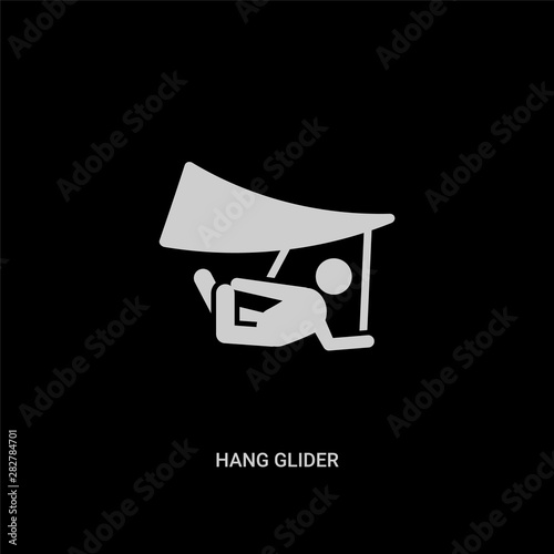 white hang glider vector icon on black background. modern flat hang glider from free time concept vector sign symbol can be use for web, mobile and logo.