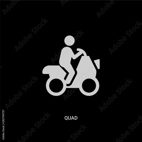 white quad vector icon on black background. modern flat quad from free time concept vector sign symbol can be use for web, mobile and logo.