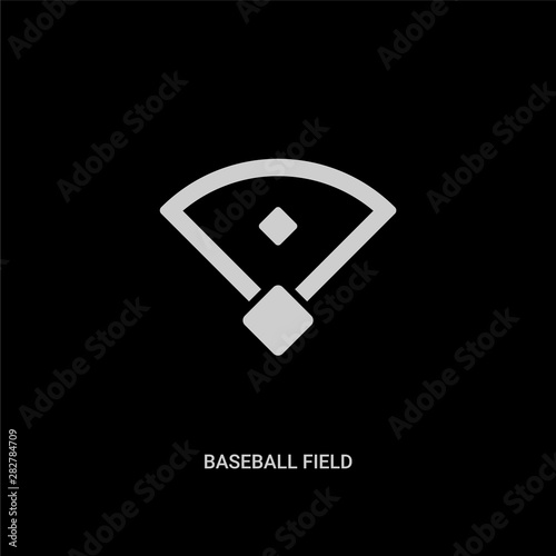white baseball field vector icon on black background. modern flat baseball field from free time concept vector sign symbol can be use for web, mobile and logo.