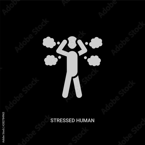 white stressed human vector icon on black background. modern flat stressed human from feelings concept vector sign symbol can be use for web, mobile and logo.