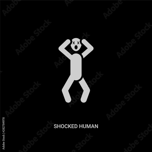 white shocked human vector icon on black background. modern flat shocked human from feelings concept vector sign symbol can be use for web  mobile and logo.