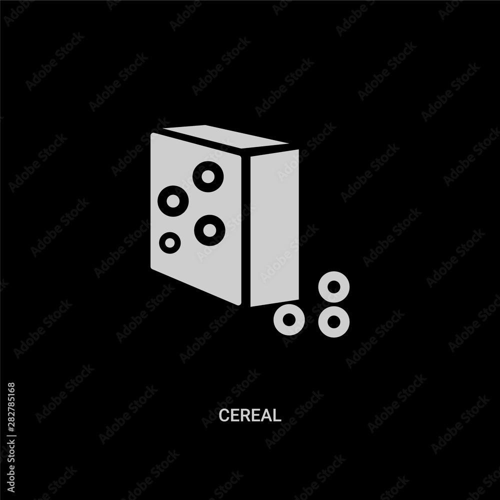 white cereal vector icon on black background. modern flat cereal from fastfood concept vector sign symbol can be use for web, mobile and logo.