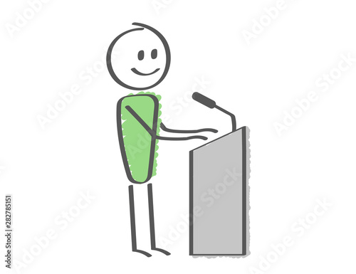 Mann an Podium