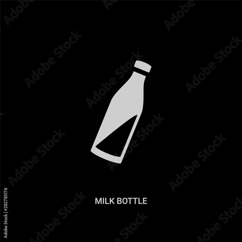 white milk bottle vector icon on black background. modern flat milk bottle from fastfood concept vector sign symbol can be use for web, mobile and logo.