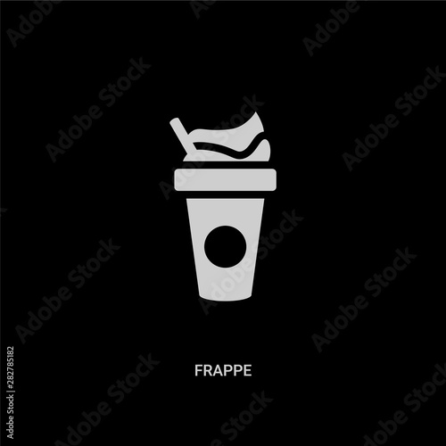 white frappe vector icon on black background. modern flat frappe from fastfood concept vector sign symbol can be use for web, mobile and logo.