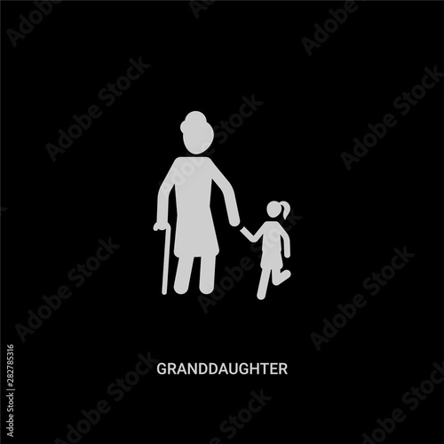 white granddaughter vector icon on black background. modern flat granddaughter from family relations concept vector sign symbol can be use for web, mobile and logo.