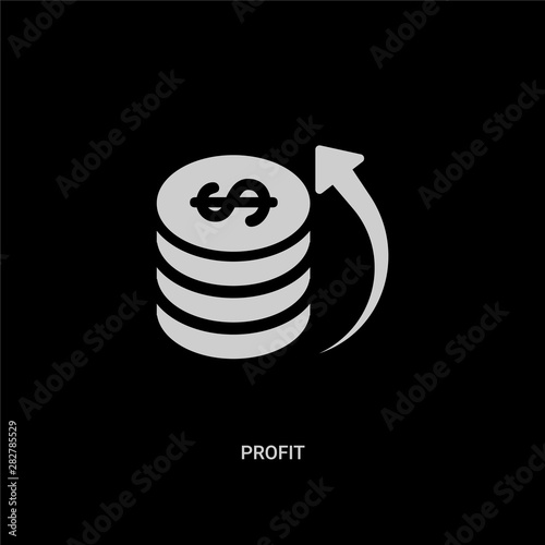 white profit vector icon on black background. modern flat profit from ethics concept vector sign symbol can be use for web, mobile and logo.