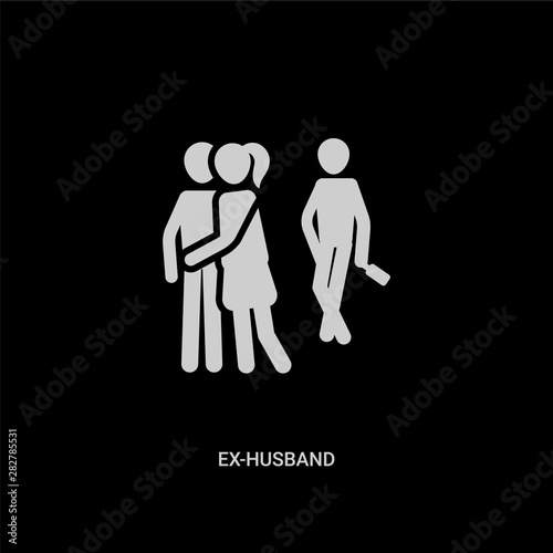 white ex-husband vector icon on black background. modern flat ex-husband from family relations concept vector sign symbol can be use for web, mobile and logo.