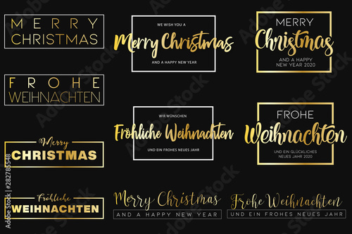 goldene Weihnachtstypograpfie mit Rahmen