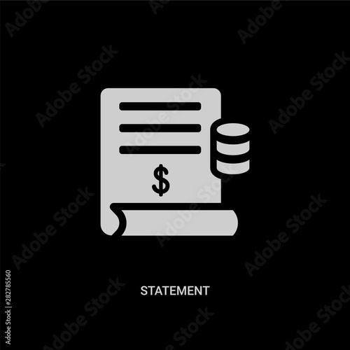 white statement vector icon on black background. modern flat statement from ethics concept vector sign symbol can be use for web, mobile and logo.