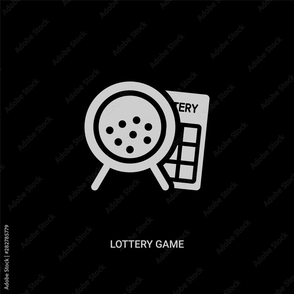 white lottery game vector icon on black background. modern flat lottery game from entertainment and arcade concept vector sign symbol can be use for web, mobile and logo. white lottery game vector icon on black background. modern flat lottery game from entertainment and arcade concept vector sign symbol can be use for web, mobile and logo.