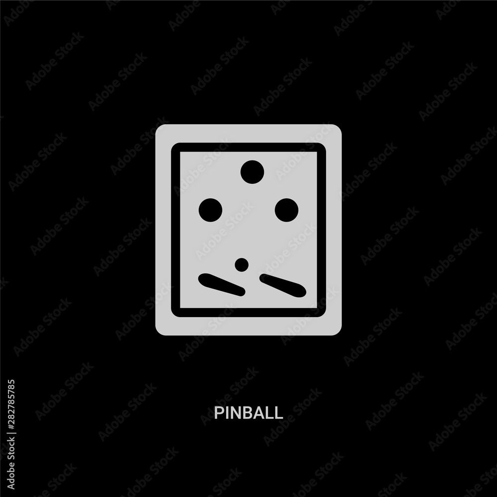 white pinball vector icon on black background. modern flat pinball from entertainment and arcade concept vector sign symbol can be use for web, mobile and logo. white pinball vector icon on black background. modern flat pinball from entertainment and arcade concept vector sign symbol can be use for web, mobile and logo.