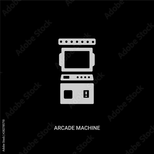 white arcade machine vector icon on black background. modern flat arcade machine from entertainment and arcade concept vector sign symbol can be use for web, mobile and logo.