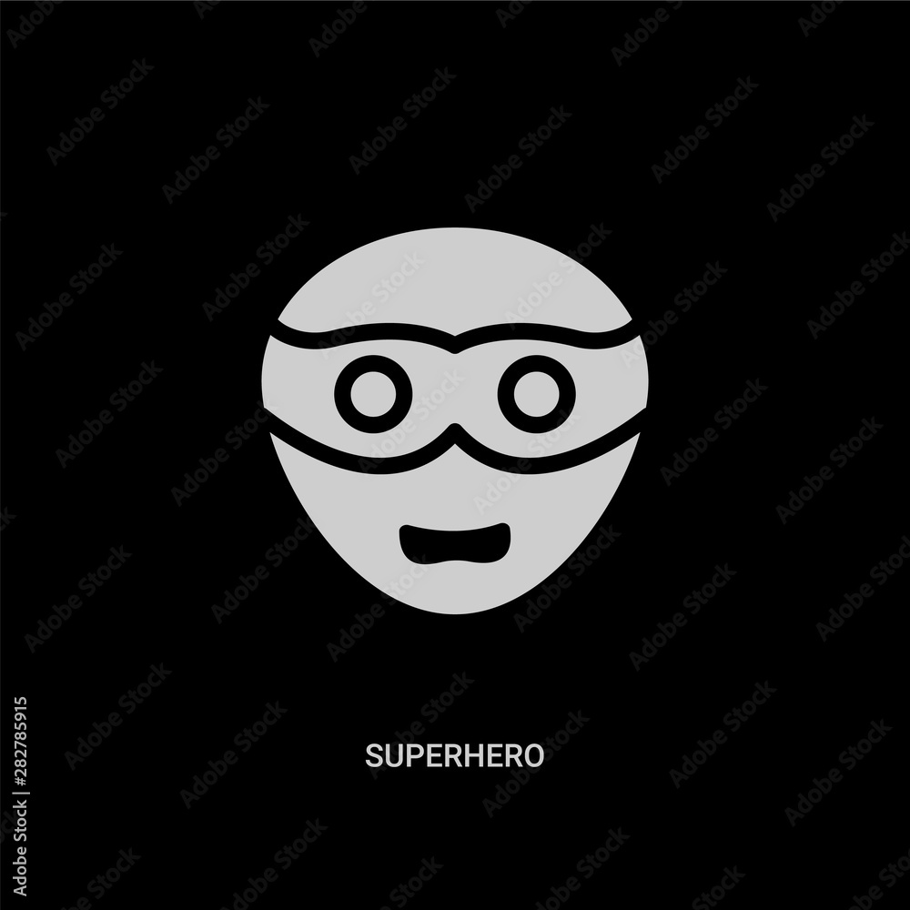 white superhero vector icon on black background. modern flat superhero from emotions concept vector sign symbol can be use for web, mobile and logo.