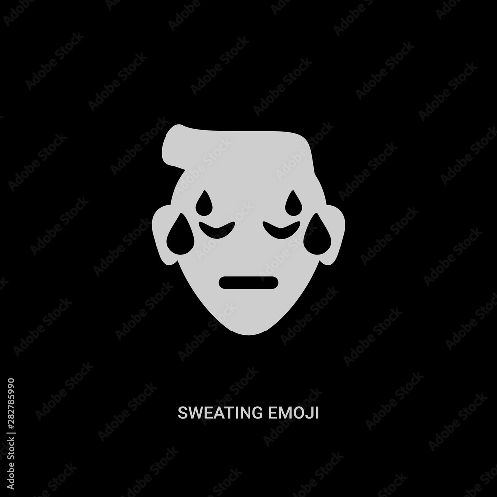 white sweating emoji vector icon on black background. modern flat ...