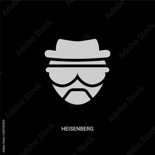 Fotografie white heisenberg vector icon on black background