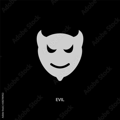 white evil vector icon on black background. modern flat evil from emotions concept vector sign symbol can be use for web, mobile and logo.