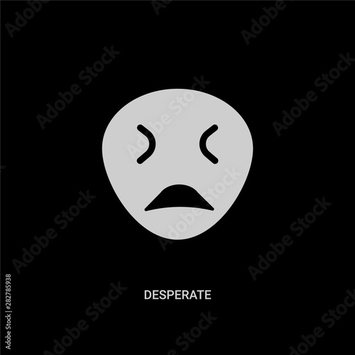 white desperate vector icon on black background. modern flat desperate from emotions concept vector sign symbol can be use for web, mobile and logo.