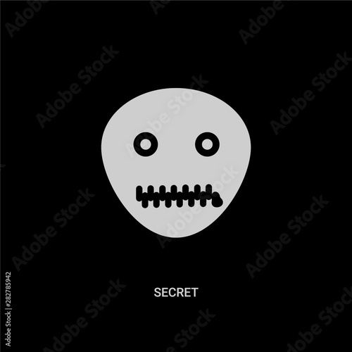 white secret vector icon on black background. modern flat secret from emotions concept vector sign symbol can be use for web, mobile and logo.