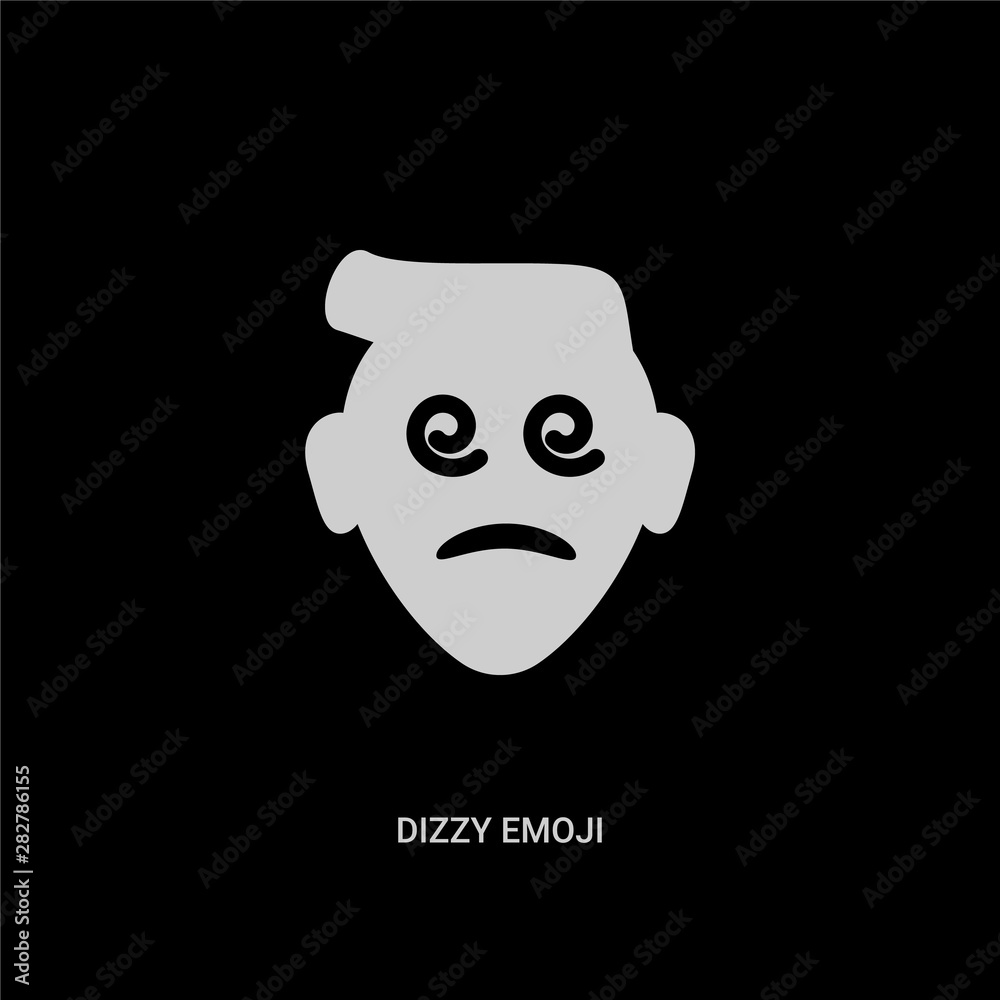 white dizzy emoji vector icon on black background. modern flat dizzy emoji from emoji concept vector sign symbol can be use for web, mobile and logo. white dizzy emoji vector icon on black background. modern flat dizzy emoji from emoji concept vector sign symbol can be use for web, mobile and logo.