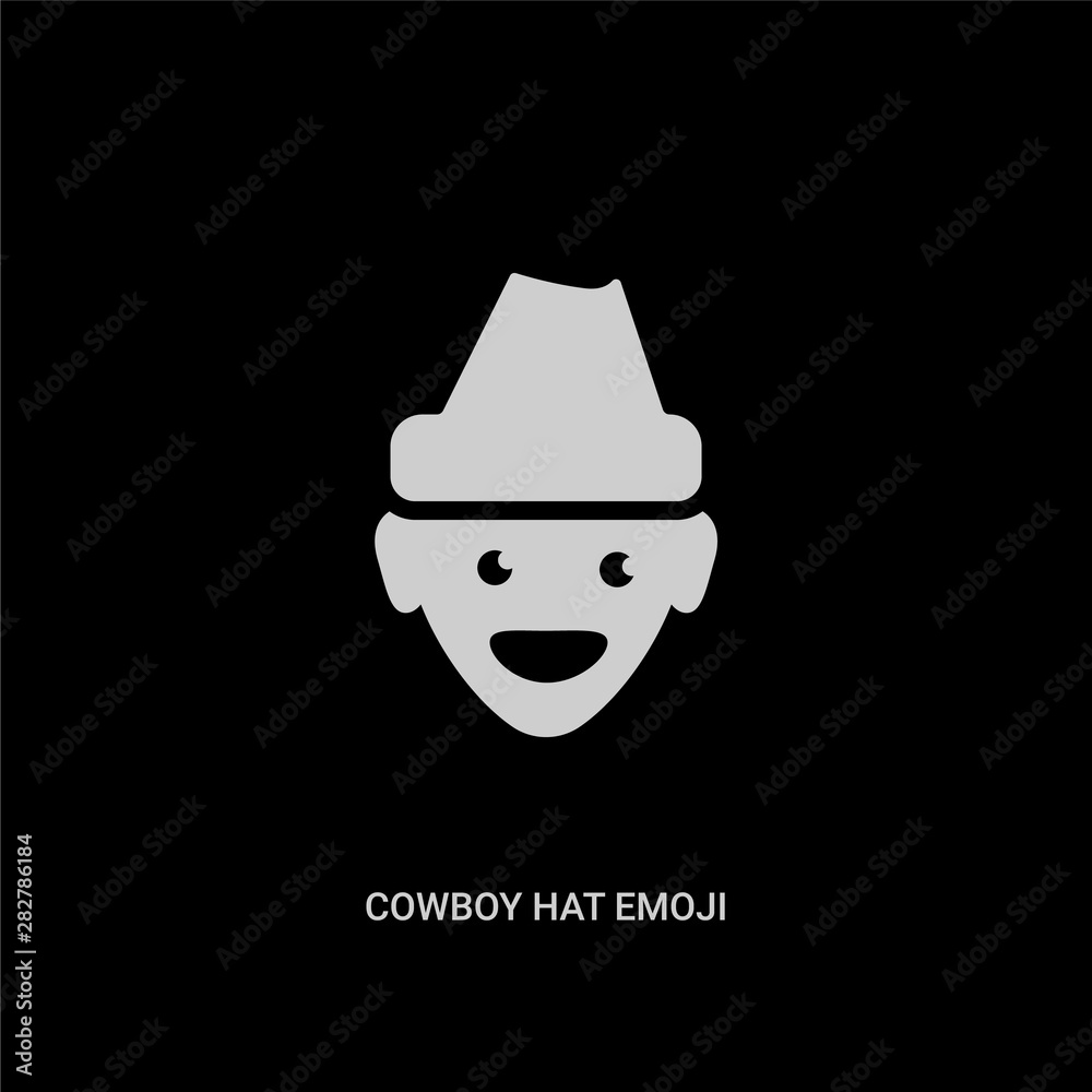white cowboy hat emoji vector icon on black background. modern flat