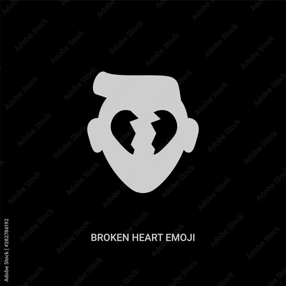 white broken heart emoji vector icon on black background. modern flat broken  heart emoji from emoji concept vector sign symbol can be use for web,  mobile and logo. Stock Vector | Adobe
